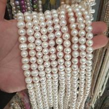 Perla blanca Natural de agua dulce de 8,5-9,5mm, collar de forma redonda, pulsera, joyería, cuentas sueltas de 38-40cm, wk269 2024 - compra barato