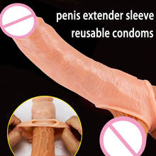 Soft TPE Penis Extender Sleeve Crystal Condom Delay Ejaculation Cock Sleeve Reusable Condoms Erotic Toys For Men Extension Penis 2024 - buy cheap