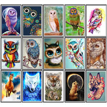 5D full circle diamond owl cat tiger picture diamond embroidery animal cross stitch mosaic rhinestone craft kit home decoration 2024 - buy cheap