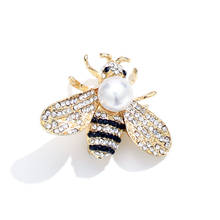 3D bee badge brooch jewelry rhinestone pearl simulation bee brooch clothing accessories decoration brooch gift 2024 - buy cheap