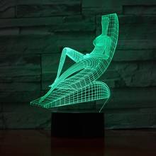 3D-842 Lying Chair Sunbath Design Touch Table Lamp 7 /16 Colors Changing Desk Lamp 3D Lamp Novelty Led Night Lights USB Light 2024 - buy cheap