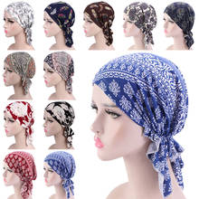 3 Styles Muslim Ruffle Cancer Chemo Hat Beanie Scarf New Fashion Women Flower Turban Head Wrap Cap Printed Headwear Lady Hats 2024 - buy cheap