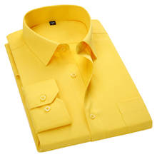 Мужская Облегающая рубашка с длинными рукавами, Повседневная рубашка на пуговицах, белая, синяя, красная, желтая, размера плюс 3XL, 4XL, 5XL, 6XL, 7XL, 8XL 2024 - купить недорого