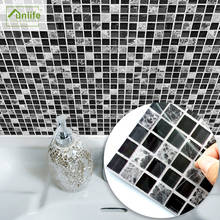 Funlife® Black Marble Mosaic Tile sticker DIY Self-Adhesive Oil Proof Easy to Clean Kitchen Backsplash Wall sticker Bathroom PVC 2024 - buy cheap