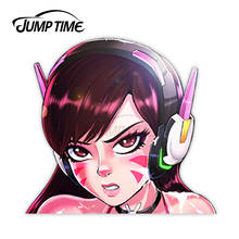 Pular o tempo de overwatch d. va (hana cantar) 4 11.9 cabeça grande anime peeker decalque de vinil waifu kawaii menina adesivos de carro 2024 - compre barato