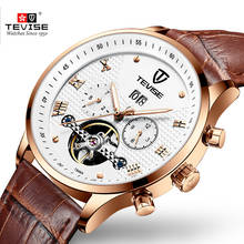 2019 TEVISE  Man Watch Automatic Mechanical Watch Leather Strap Week Date Month Tourbillon Waterproof Wristwatches 2024 - buy cheap