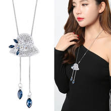 Colares e pingentes para mulheres, colar clássico com cristais e prata, joia da moda 2024 - compre barato