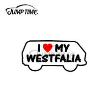 Водостойкие забавные автомобильные наклейки JumpTime 13x3 см с логотипом «I Love Westfalia», наклейки на холодильник, мотоцикл, протектор JDM для автомобильной двери 2024 - купить недорого
