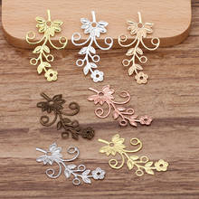 100pcs 40x22mm Gold Silver Plated Metal Brass Filigree Flower Slice Charms Base Setting Jewelry DIY Handmade Findings 2024 - buy cheap