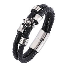 Bracelet Men's Stainless Steel Leather Woven Jewelry Style Stainless Steel Titanium Steel Jewelry Simple and Elegant Delicate 2024 - buy cheap