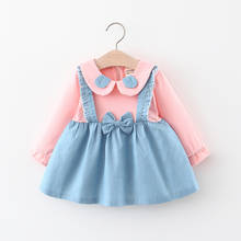 Vestido de primavera e outono para meninas, roupas para bebês de 1-3 anos, natal para meninas, roupa bonita para meninas, estilo arco 2024 - compre barato