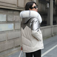 Genuine Jacket Women Winter Sheepskin Hooded Big Fox Fur Collar White Duck Down Coat Leather Jackets ZM-1066 2024 - buy cheap