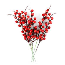 10Pcs 26cm Artificial Pine Cone Red Berry Bouquet Flower Branch Christmas Decoration Wedding Party Decor Festive Supplies 2024 - buy cheap