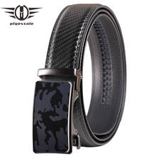 Mens Jeans Camouflage Automatic Buckle Belts Cowhide Real Genuine Leather Belt Luxury Brand Waistband Strap Male Blue Gray B347 2024 - buy cheap