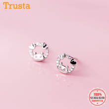 Trusta 2019 100% 925 Sterling Silver Jewelry Fashion Hollow Heart Pig CZ Stud Earrings Gift For Women Girls Fine Jewelry DA37 2024 - buy cheap