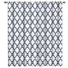 Moroccan White And Blue Pattern Room Curtains Large Window Curtain Rod Living Room Curtains  Kitchen Bedroom Drapes Home Decor 2024 - buy cheap