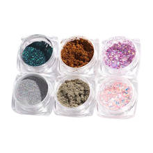 6 Boxes Holographic Mermaid Nail Art Glitter Powder Sequins Flakes Paillette 2024 - buy cheap