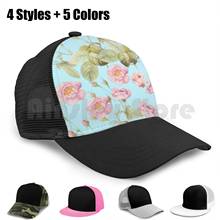 Boné vintage rosas em teal padrão ajustável, chapéus snapback chapéus hip hop flor primavera flor rosa natureza temporada floral 2024 - compre barato