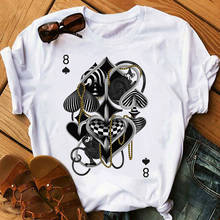 Camiseta feminina com 8 cartas góticas, camiseta estilo vintage para jogar pôquer, estética 2024 - compre barato
