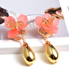 New Statement Colorful Flower-Shaped Metal Long Drop Earrings High-Quality Fashion Hot Jewelry Accessories For Women Wholesale 2024 - buy cheap