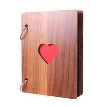 6inch Heart Pattern Wooden Photo Album Loose-leaf Baby Growth Memory Record Book 2024 - buy cheap