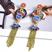 Statement Colorful Crystals Long Earring High-end Fashion Trend Drop Earrings New Jewelry Accessories For Women Wholesale 2024 - buy cheap