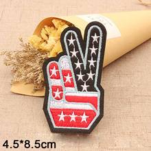 US Style Victory Gesture Iron on Punk Novelty Embroidered Clothes Patch For Clothing Boys Man Girl Punk Patch 2024 - buy cheap