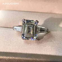Ainuoshi anéis de prata esterlina 925, 8x10mm, corte de esmeralda simulado, joias de noivado com diamante, para casamento, 3ct 2024 - compre barato