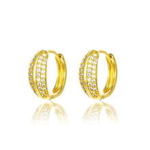 MxGxFam желтого золота Цвет 24 K Mirco серьги-кольца с цирконом для женщин ювелирные изделия хорошего качества 2024 - купить недорого