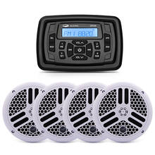 Radio marina con reproductor MP3 para coche, receptor estéreo con Bluetooth, FM, AM, 2 pares de altavoces impermeables marinos de 6,5 pulgadas para yate y autocaravana 2024 - compra barato