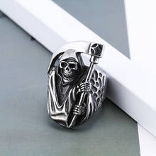 Goth Death Sickle Skull Rings for Men Metal Charms Hip Hop Punk Fashion Friendship Rings Jewelry Gifts Wholesale Aesthetics New 2024 - buy cheap