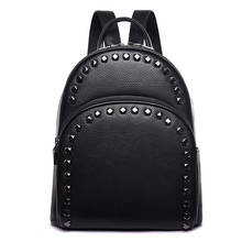 100% Genuine Leather Women Backpack New Fashion Luxury Brand Female Real Natural Leather Rivet Girl Student Casual Backpack 2024 - buy cheap