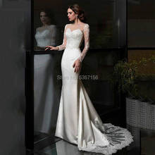 2020 Mermaid Wedding Dresses Long Sleeves Appliques Lace Custom Made Bridal Dress Wedding Gown Vestidos de Noiva Sweep Train 2024 - buy cheap