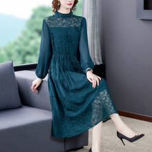 Floral Embroidery Lace Long Sleeve Midi Dress 2022 Spring Casual Vintage 5XL Plus Size Dress Elegant Women Bodycon Party Vestido 2024 - buy cheap