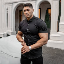 New Mens Brand Spring Summer Sports Short Cool Casual Fashion Breathable Fitness Clothing Turn-down Collar Short Sleeve Shirts 2024 - buy cheap