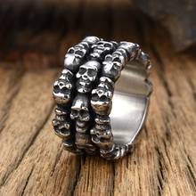 Wholesale Macho Male Domineering Ring Silver Fashion Personality 3 Skull Titanium Steel Ring for Men's Jewelry Ring 2024 - buy cheap