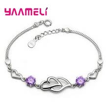 Pulsera de plata esterlina 925 para mujer y niña, cadena de cristal con forma de corazón, regalo para el Día de San Valentín, joyería de diseño, venta al por mayor 2024 - compra barato