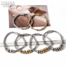 FYSARA браслеты из нержавеющей стали с тросом круглая подвеска-талисман в виде Круга браслеты и браслеты для женщин модные браслеты с бусинами 2024 - купить недорого