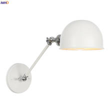 IWHD Loft Decor Industrial Retro Wall Light Fixtures White Adjustable Single Swing Arm Vintage Wall Lamp Sconce Home Lighting 2024 - buy cheap