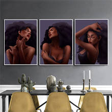 Beleza mulher africana pintura de cabelo preto sexy afro menina cartazes e impressões decorativos da arte da parede lona fotos decoração para casa 2024 - compre barato