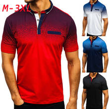 Мужская футболка с отложным воротником, градиентная футболка для гольфа и тенниса размера плюс 3XL, хлопковые футболки с короткими рукавами, 2019 2024 - купить недорого