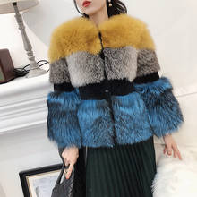 rf2018 Silver Fox Fur Coat for Woman Winter Full Pelt Thick Warm Coat Luxury Natural Fur Jacket 2024 - buy cheap