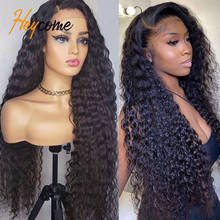 Peruca de cabelo humano brasileira, hd, com ondas profundas, encaracolado, para mulheres negras, 4x4 5x5, transparente, com ondas de água 2024 - compre barato