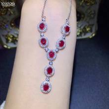 charming  red ruby gem necklace Pendant S925 silver natural gemstone necklace Classic grace oval woman girl party gift ornament 2024 - buy cheap