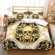 Juego de ropa de cama con estampado 3D de calavera para el hogar, funda nórdica de lujo con estampado dorado de Francia, Italia, tamaño Queen, King, EU/US/AU 2024 - compra barato