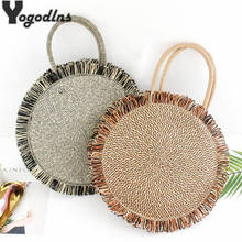 Tassel Handbag Straw Bags For Women Ladies Beach Hand-Woven Brand Bag Large Round Totes with Fringed Travel Shoulder Bags 2024 - buy cheap