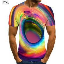 KYKU-Camiseta colorida para hombre, camisetas divertidas de mareos, camiseta abstracta estampada, ropa de Anime de manga corta, moda de verano 2024 - compra barato
