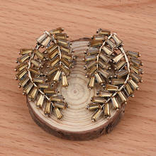 Korean Vintage Drop Earring Bling Crystal Leaf Long Earring brincos pendientes Wholesale Statement Jewelry Bijoux 2024 - buy cheap