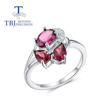 Tbj, натуральный 1.75ct Rhodlite гранатового цвета, серебряное кольцо, драгоценный камень, хорошее ювелирное изделие, 925 пробы серебро новый дизайн для женщин жена 2024 - купить недорого