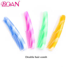 Bqan 4 cores duplo-headed plástico pente de cabelo profissional barbeiro cabeleireiro cabelo anti-estático salão de beleza cuidados com o cabelo ferramentas de estilo 2024 - compre barato